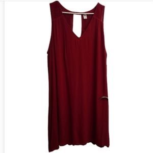 Old Navy Burgundy Embroidered Keyhole Oversized Sleeveless Dress XL Nwt